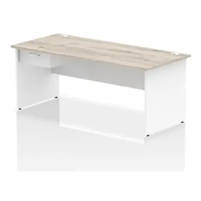 Impulse 1800x800 Desk Grey Oak/White Panel End 1x1 Drawer Fixed Ped