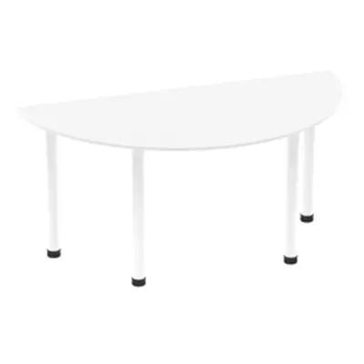 Impulse 1600mm Semi-Circle Table White Top White Post Leg