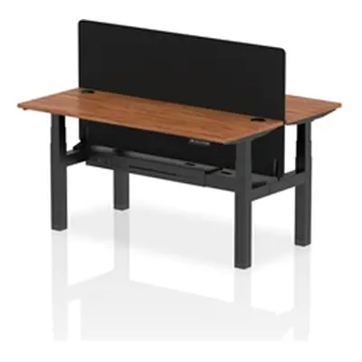 Air B2B 1600x600 Adjustable 2P Bench Desk CP Walnut/Black + Screen