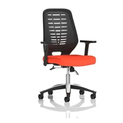 Relay Operator Chair Black Back Tabasco Orange Height Adjustable Arms