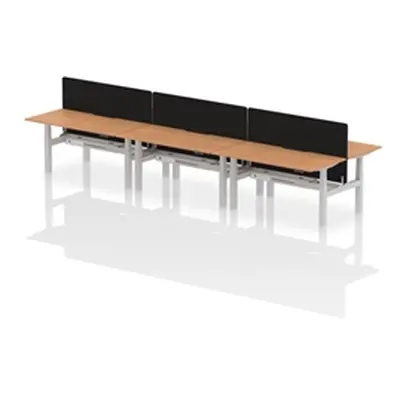 Air B2B 1600x800 Adjustable 6P Bench Desk Scalloped Oak/Silver +Screen