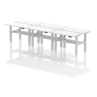 Air B2B 1200x600mm Height Adjustable 6P Bench Desk CP White/Silver