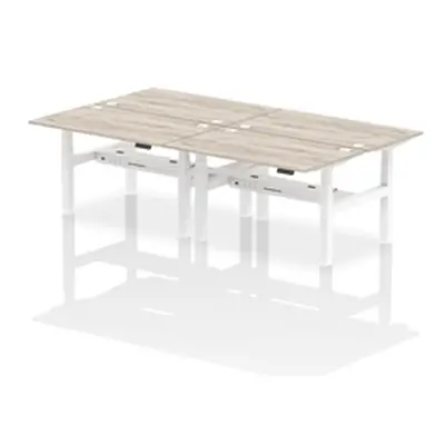 Air B2B 1400x800mm Height Adjustable 4P Bench Desk CP Grey Oak/White