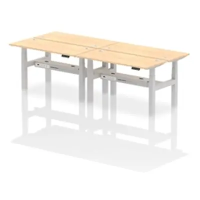 Air B2B 1400x600mm Height Adjustable 4P Bench Desk CP Maple/Silver