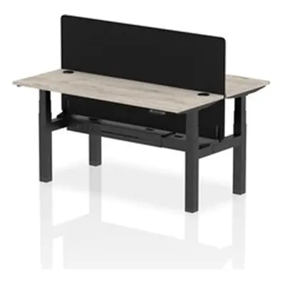 Air B2B 1600x600mm Adjustable 2P Bench Desk CP Grey Oak/Black + Screen