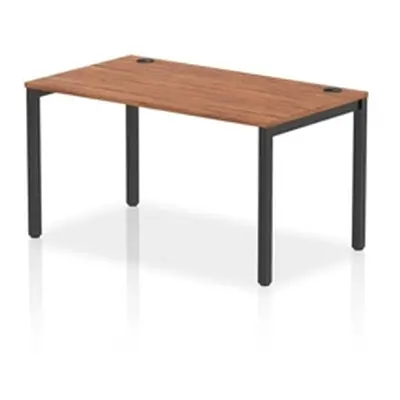 Impulse Bench Single Row 1400 Black Frame Office Bench Desk Walnut