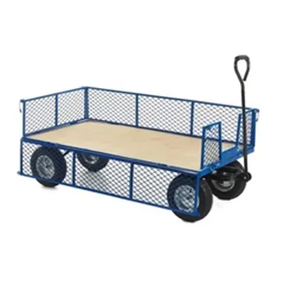 Industrial General Purpose Truck; Plywood Base; Mesh Sides Ends Blue