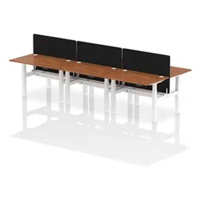 Air B2B 1200x800mm Adjustable 6P Bench Desk CP Walnut/White + Screen