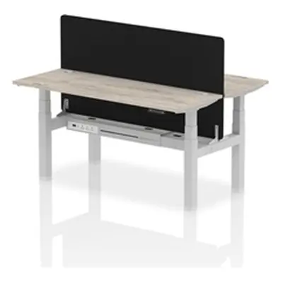 Air B2B 1600x600 Adjustable 2P Bench Desk CP Grey Oak/Silver + Screen