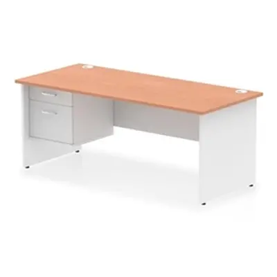 Impulse 1800x800 Desk Beech/White Panel End Leg 1x2 Drawer Fixed Ped