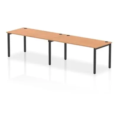 Impulse Bench Single Row 2 Person 1600 Black Frame Bench Desk Oak