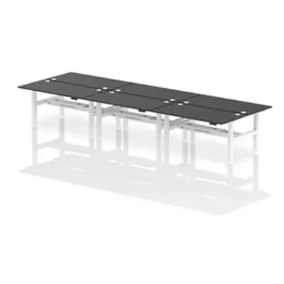 Air B2B 1600x800mm Height Adjustable 6P Bench Desk CP Black/White