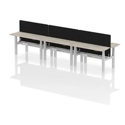 Air B2B 1400x600mm Adjustable 6P Bench Desk CP Grey Oak/Silver +Screen