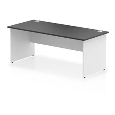 Impulse 1800x800mm Straight Office Desk Black Top White Panel End Leg