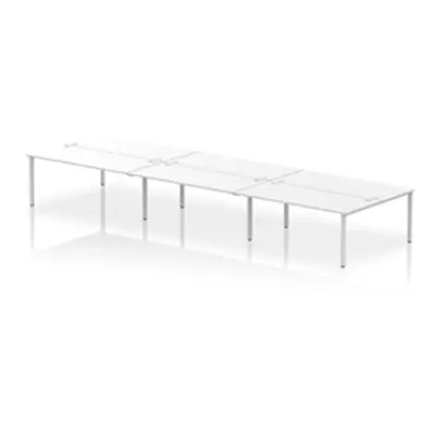 Impulse Bench B2B 6 Person 1800 Silver Frame Office Bench Desk White