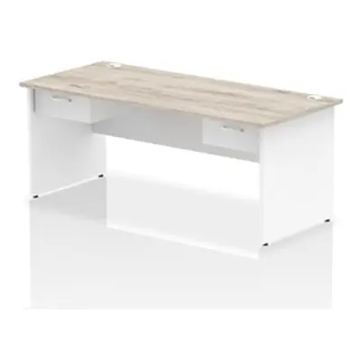 Impulse 1800x800 Desk Grey Oak/White Panel End 2x1 Drawer Fixed Ped