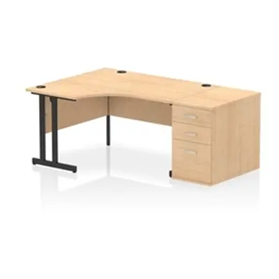 Impulse 1400 LH Crescent Desk Cantilever Maple/Black 800 Desk High Ped