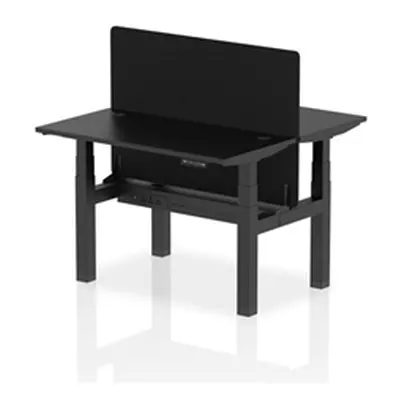 Air B2B 1200x600mm Adjustable 2P Bench Desk CP Black/Black + Screen