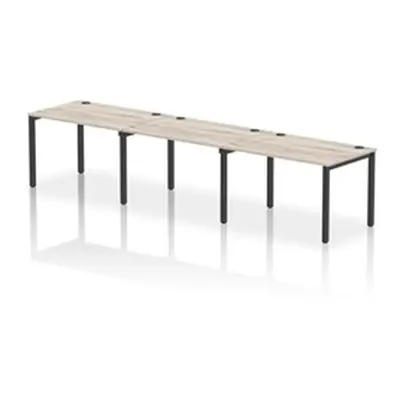 Impulse Bench Single Row 3 Person 1200 Black Frame Bench Desk Grey Oak