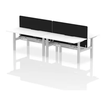 Air B2B 1600x800 Adjustable 4P Bench Desk Scallop White/Silver +Screen