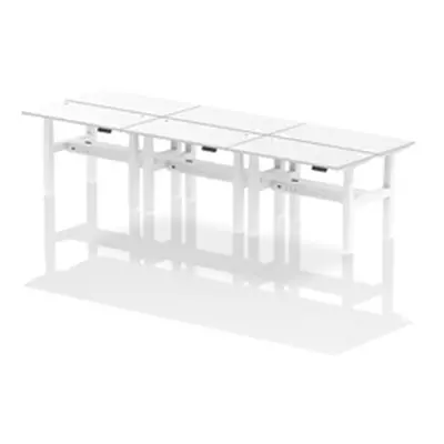 Air B2B 1200x600mm Height Adjustable 6P Bench Desk CP White/White