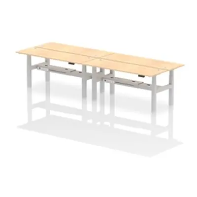 Air B2B 1800x600mm Height Adjustable 4P Bench Desk CP Maple/Silver