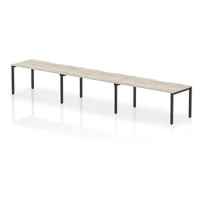 Evolve Plus 1600mm Single Row 3 Person Bench Desk Grey Oak/Black