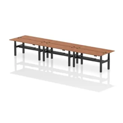 Air B2B 1800x600mm Height Adjustable 6P Bench Desk CP Walnut/Black