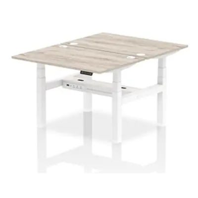 Air B2B 1200x800mm Height Adjustable 2P Bench Desk CP Grey Oak/White