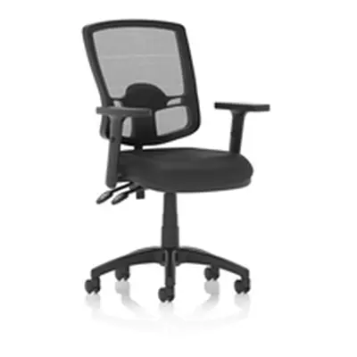 Eclipse Plus II Operator Chair Mesh Back Black Leather Seat Adj Arms