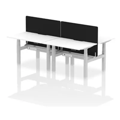 Air B2B 1200x800 Adjustable 4P Bench Desk Scallop White/Silver +Screen