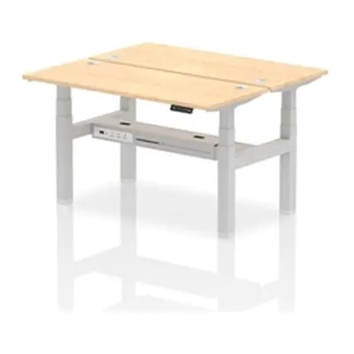 Air B2B 1400x600mm Height Adjustable 2P Bench Desk CP Maple/Silver