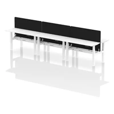 Air B2B 1400x600mm Adjustable 6P Bench Desk CP White/White + Screen