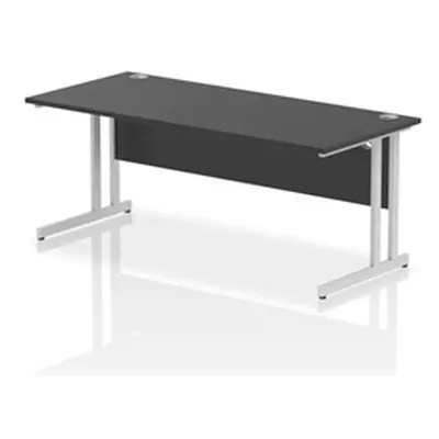 Impulse 1800x800mm Straight Desk Black Top Silver Cantilever Leg