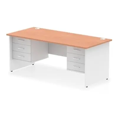 Impulse 1800x800 Desk Beech/White Panel End with 2x3 Drawer Fixed Ped