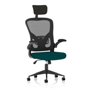 Ace Executive Fabric Seat Maringa Teal Mesh Chair With Folding Arms