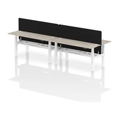 Air B2B 1800x600mm Adjustable 4P Bench Desk CP Grey Oak/White + Screen