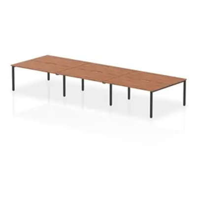 Evolve Plus 1600mm B2B 6 Person Bench Desk Walnut Top Black Frame