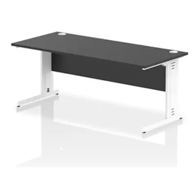 Impulse 1800x800mm Straight Desk Black Top White Cable Managed Leg