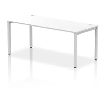 Impulse Bench Single Row 1800 Silver Frame Office Bench Desk White