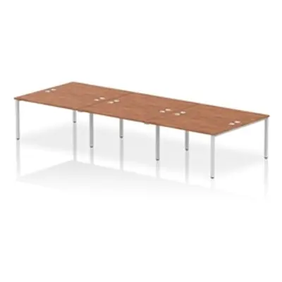 Impulse Bench B2B 6 Person 1400 Silver Frame Office Bench Desk Walnut