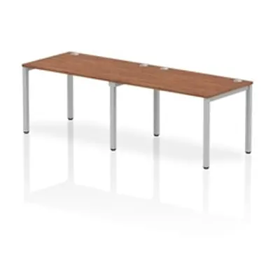 Impulse Bench Single Row 2 Person 1200 Silver Frame Bench Desk Walnut