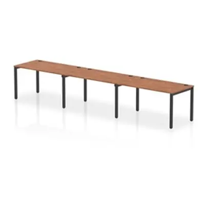 Impulse Bench Single Row 3 Person 1400 Black Frame Bench Desk Walnut