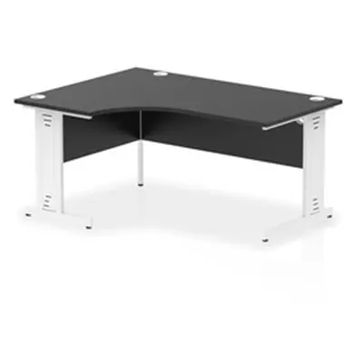 Impulse 1600 RH Crescent Desk Black Top White Cable Managed Leg