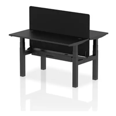 Air B2B 1400x600mm Adjustable 2P Bench Desk CP Black/Black + Screen