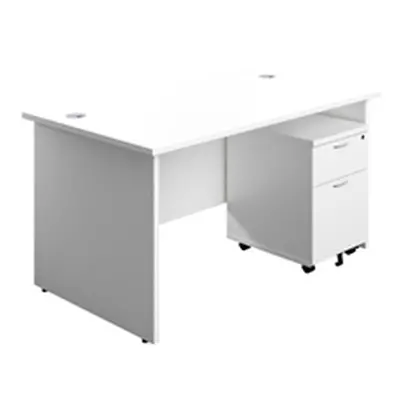 1400X800 Panel Rectangular Desk White + 2 Drawer Ped