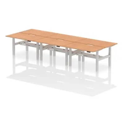 Air B2B 1400x800 Adjustable 6P Bench Desk Scalloped Oak/Silver