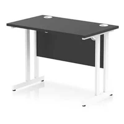 Impulse 1000x600mm Straight Office Desk Black Top White Cantilever Leg