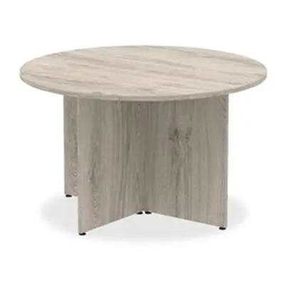 Impulse 1200mm Round Table Grey Oak Top Arrowhead Leg