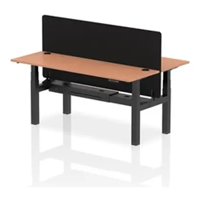 Air B2B 1800x600 Adjustable 2P Bench Desk CP Beech/Black + Screen